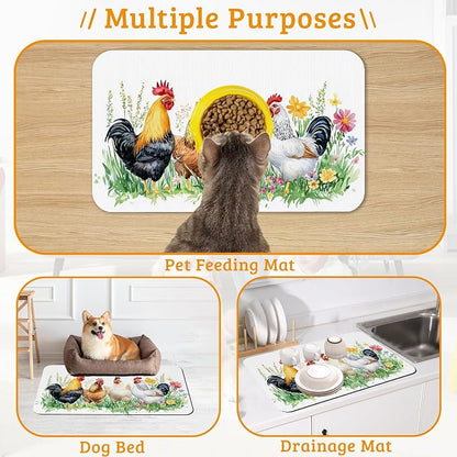 Chicken Rooster Dog Cat Food Mat - Image 7