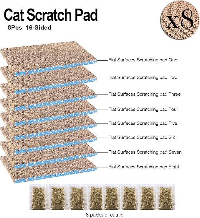 8 Packs in 1 Cat Scratch Pad, Cat Scratcher Cardboard, Reversible, Durable - Image 2