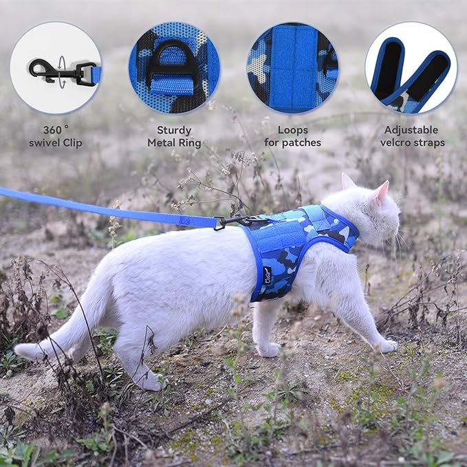 Tactical Cat Harness and Leash for Walking Escape Proof Breathable Mesh Fabric - Image 3