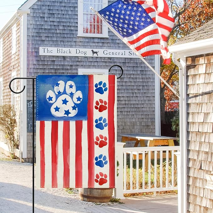 Dyrenson 4th of July Dog Cat Paw Prints Decorative Garden Flag, Patriotic - Image 6