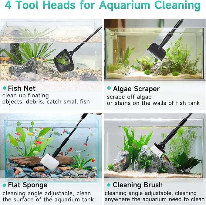 hygger Small Aquarium Cleaning Tools, 4 in 1 Fish Tank Cleaner Kit - Image 2