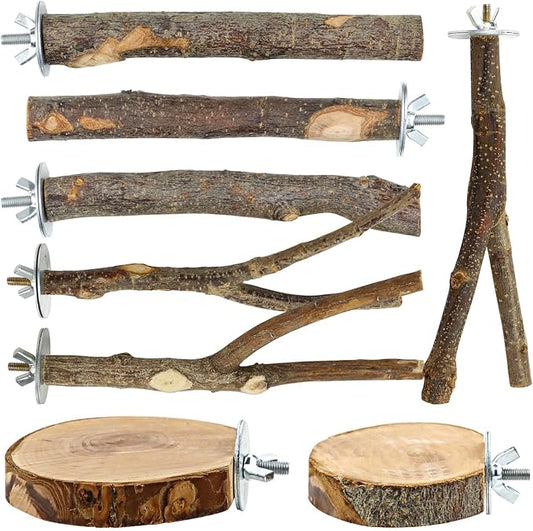 8 PCS Natural Bird Perch Set by Unknown