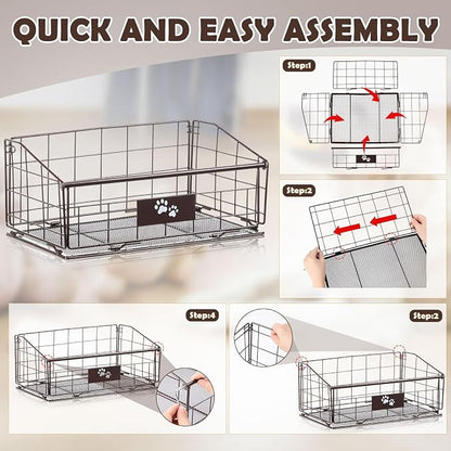 Mimorou 3 Pack Metal Dog Toy Baskets Multi-sized Foldable Dog Toy Bins Box - Image 4