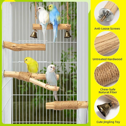 Natural Solid Wood Bird Perch and Swing - Image 4