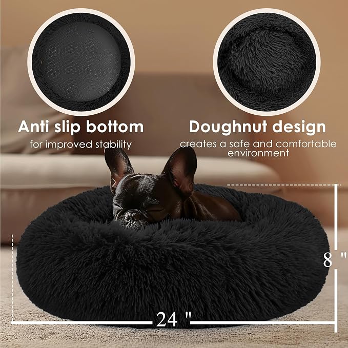 Dogs Bed for Small Dogs, Anti-Anxiety Washable Round Bed - Image 3