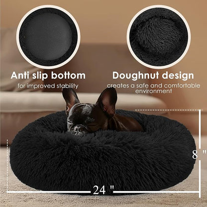 Dogs Bed for Small Dogs, Anti-Anxiety Washable Round Bed - Image 3