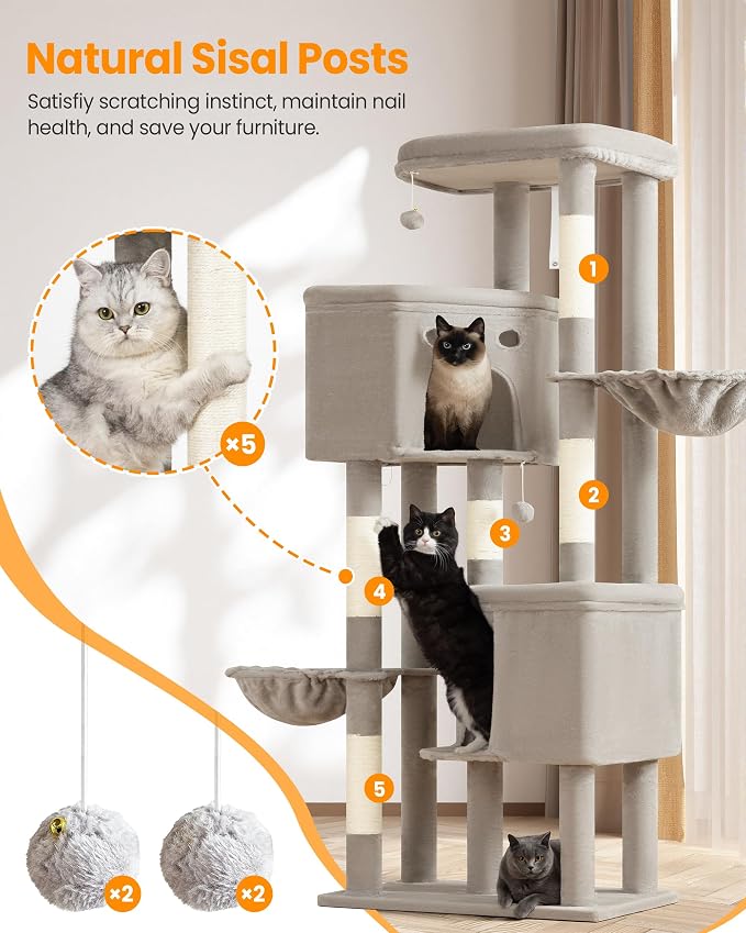 Extra Large Cat Tree, 84 Inch XXL Giant Cat Tower - Image 5