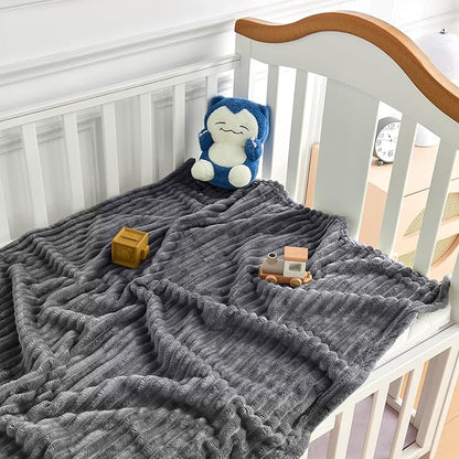 Soft Fleece Baby Blanket Ultra Cozy Grey Baby Blankets - Image 2