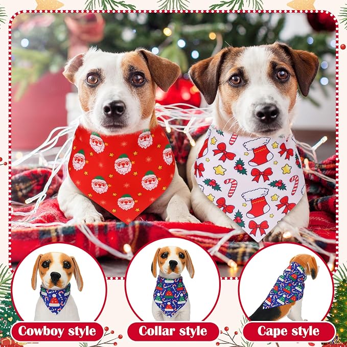 Aliceset 180 Pcs Christmas Dog Bandanas Bulk Christmas Bandanas - Image 4