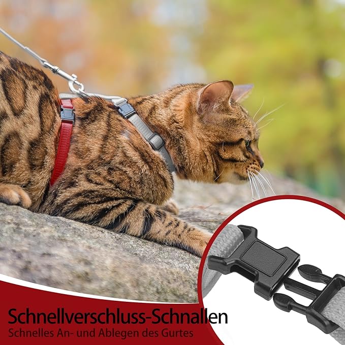 PUPTECK Adjustable Cat Harness and Leash Set Escape Proof Kitten Strap Collar - Image 7