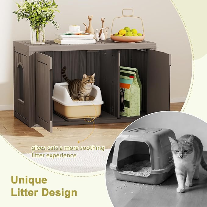Cat Litter Box Enclosure, Hidden Enclosed Litter Box Furniture - Image 4