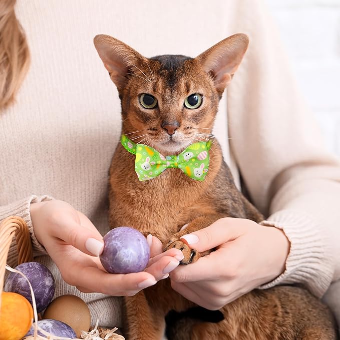 2 Pack Easter Cat Collar with Bowtie Adjustable Cute Kitten Collars - Image 5