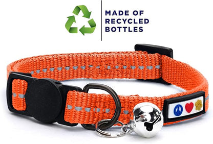 Pawtitas Recycled Orange Reflective Cat Collar – Eco-Friendly Breakaway Safety - Image 2