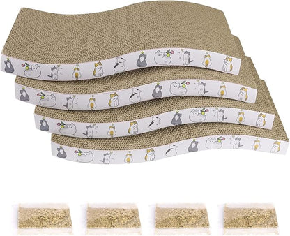 PatiencET Cat Scratcher Cardboard 4 Pack Cat Scratch Pad Reversible Scratcher by patiencET
