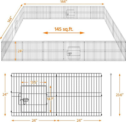 Yaheetech 24 inch 24 Panel Black Heavy Duty Foldable Metal Dog Exercise Pen - Image 9