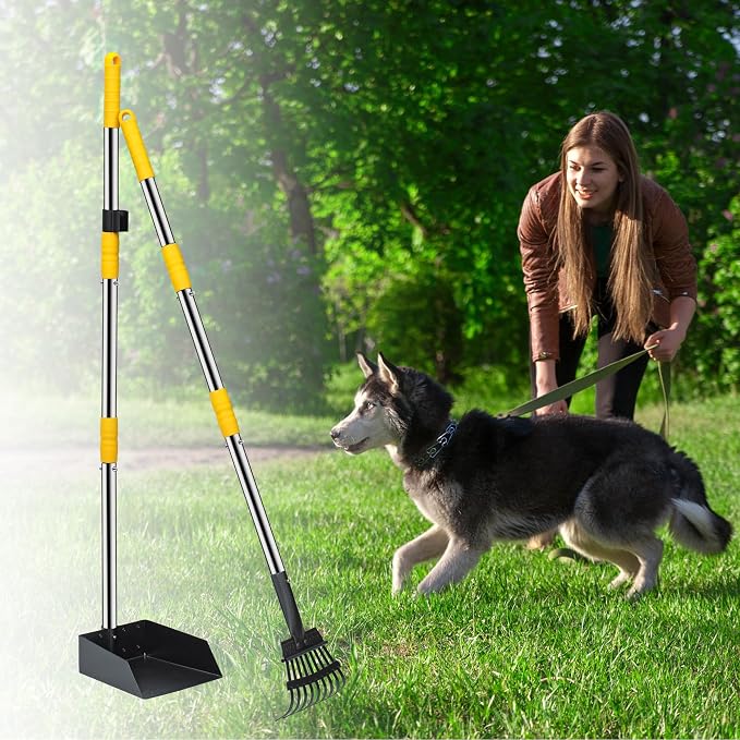 Niubya Pooper Scooper for Dogs, Metal Poop Scooper Tray and Rake Set - Image 6