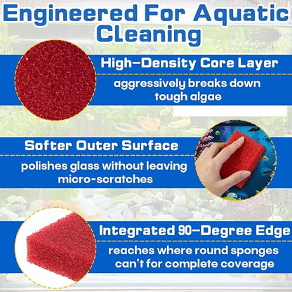 12-Pack Aquarium Glass Cleaner Sponges 3.25" x 3.25" x 1", Non-Scratch Scrubber - Image 4