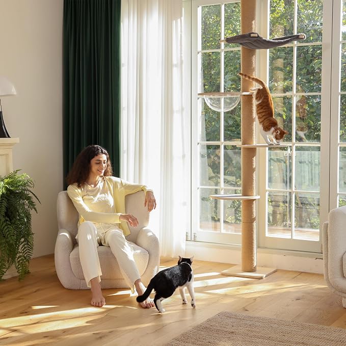 FUKUMARU Floor to Ceiling Cat Tree, 6 Level Adjustable Height Climbing Tower - Image 9