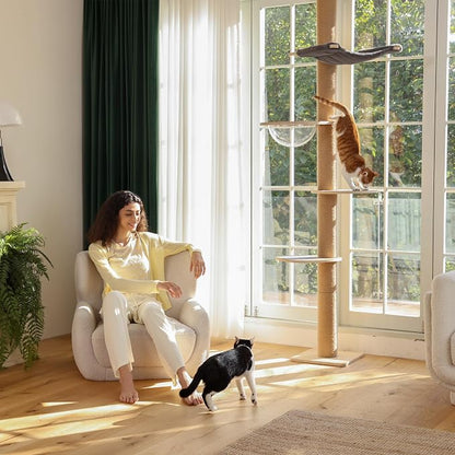 FUKUMARU Floor to Ceiling Cat Tree, 6 Level Adjustable Height Climbing Tower - Image 9