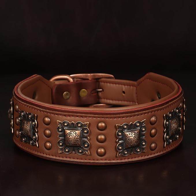 PET ARTIST Soft Padded Leather Dog Collar, 2 inch Wide Genuine Leather Dog - Image 8