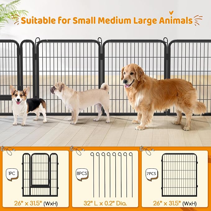 Yaheetech Dog Playpen Outdoor, 32 inch 32 Panels Dog Pen Indoor Heavy Duty - Image 4