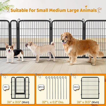 Yaheetech Dog Playpen Outdoor, 32 inch 32 Panels Dog Pen Indoor Heavy Duty - Image 4
