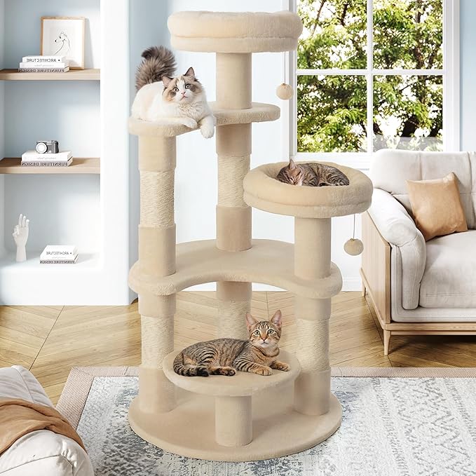 Allewie 55.5 in Cat Tree for Indoor Kitties/Soft Plush Perches/Multi-Level Cat by Allewie