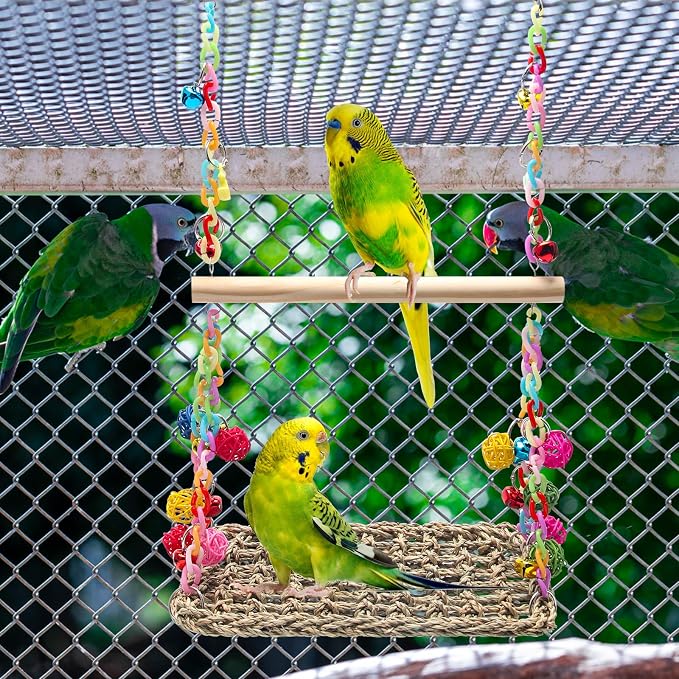 Bird Swing Toys Coolrunner Bird Hammock Bed Hanging Swing Nest Cotton Weave - Image 7