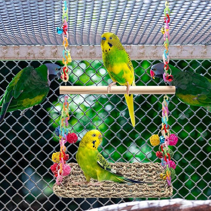 Bird Swing Toys Coolrunner Bird Hammock Bed Hanging Swing Nest Cotton Weave - Image 7