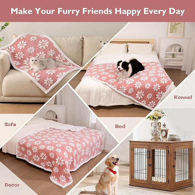 Waterproof Blanket for Dog Puppy Cat, Cute 3D Textured Flower Dog Blanket for - Image 4