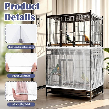 2Pcs Bird Cage Seed Catcher, Soft Airy Bird Cage Net Guard Net Cover Stretchy - Image 7