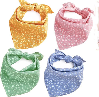 4PCS Spring Dog Bandanas Cat Birthday Cute Soft Cotton Puppy Scarfs Washable by ZIRVYIR