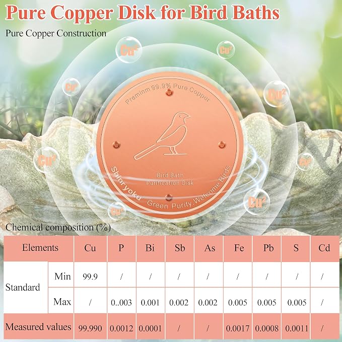 Bird Bath Copper Disk, Premium 99.99% Pure Copper, Less Cleaning Frequency - Image 4