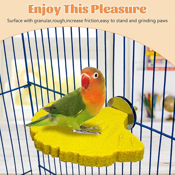 3 Pcs Parrot Perch Resin Bird Beak Grinding Stone Leaf Shape Perch Stand Foot - Image 7