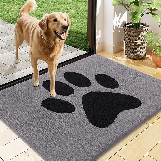 Buganda Dog Door Mat for Muddy Paws, Absorbent Dirt Trapper Non Slip Indoor by Buganda