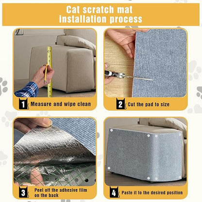 3PCS Cat Scratch Mat, 39.4"x11.9" DIY Trimmable Self-Adhesive Cat Scratching Mat - Image 6