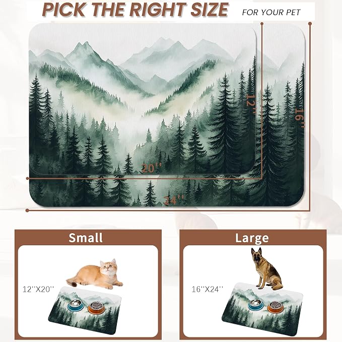 Misty Forest Mountain Dog Food Mat - Image 2