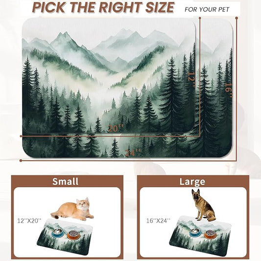Misty Forest Mountain Dog Food Mat - Image 2