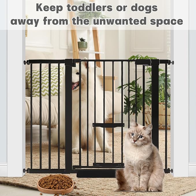 37 Inch Tall Baby Gate with Cat Door, Adjustable 29.55" and -46.06", Auto Close - Image 5