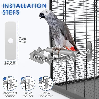 Bird Perch for Cage, Stainless Steel Parrot Perches - Image 4