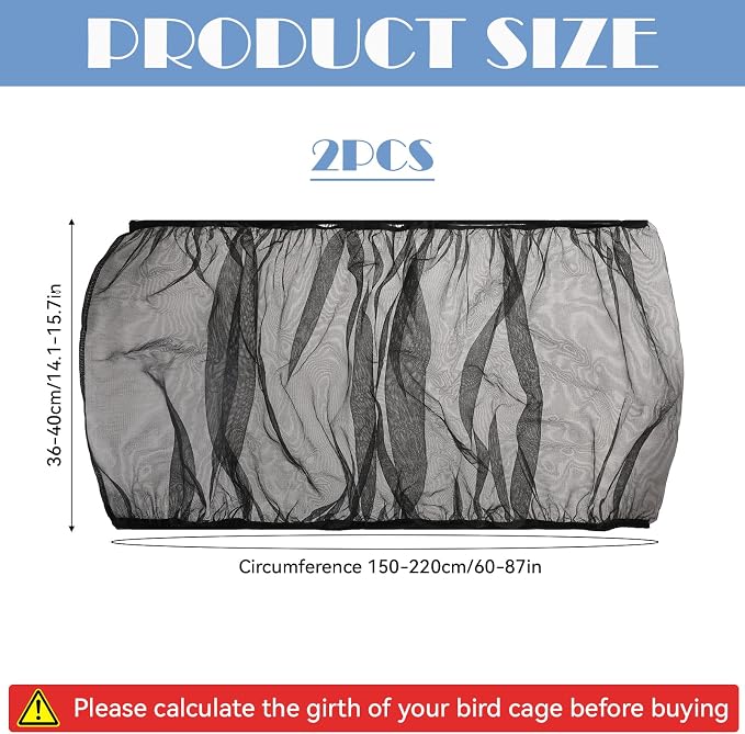 Bird Cage Cover 2 Pcs Universal Bird Cage Seed Catcher Parrot Nylon Mesh Net - Image 2