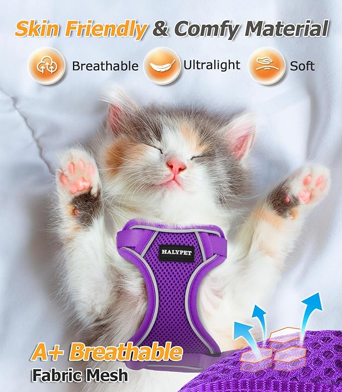 Halypet Cat Harness and Leash Set Escape Proof Adjustable Cat Leash Comfortable - Image 4