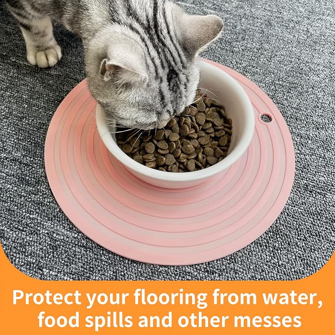 Ptlom Pet Food Mat for Dog and Cat Placemat 2 Pcs, Mat for Prevent Food and - Image 5