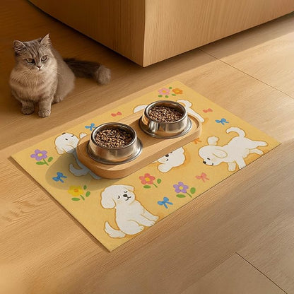 Bichon Frise Pet Food Mat Cute Spill-Proof Dog Water Bowl Mat Funning Mats - Image 9
