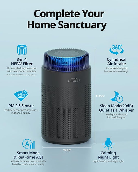 COWAY Air Purifiers for Bedroom Home up to 810 ft², HEPA Filter for Smoke - Image 2