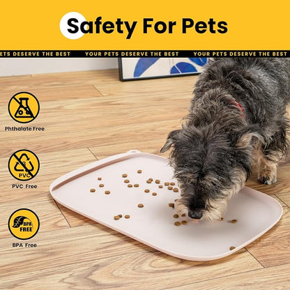 Silicone Dog Food Mat with Side Pocket & Hook Hole, Soft Raised Edges, Easy - Image 6