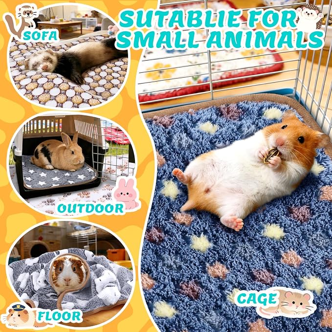 6 Pcs Guinea Pig Blankets Bedding Small Animal Cage Liners Sleep Mat Absorbent - Image 4