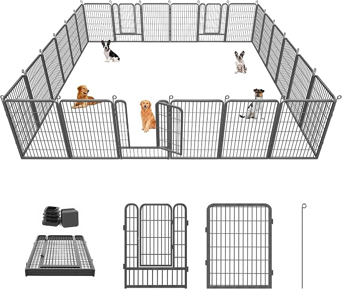 Dog Playpen 40 inch Dog Fence for Outdoor Indoor Use Heavy Duty Metal Dog Pen by Jhsomdr