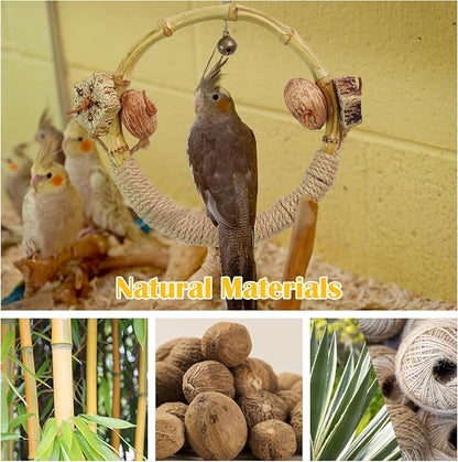 Circle Bird Swing with Bell, Bamboo Parakeet Rope Perches - Image 6