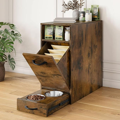DWVO Dog Feeding Station with Storage, Dog Food Cabinet with 2 Feeder Bowls - Image 8